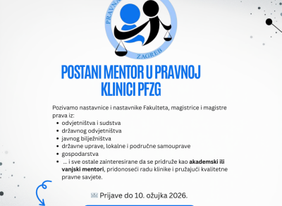 Pravna klinika – poziv za akademske i vanjske mentore