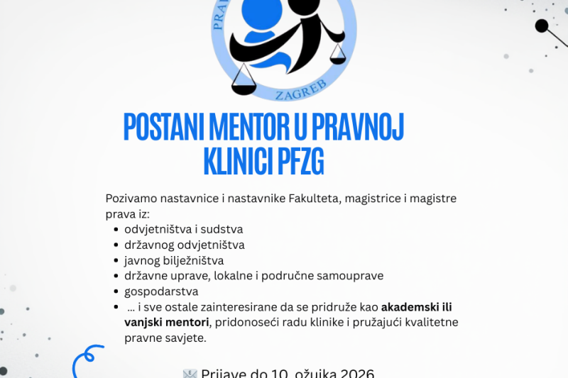 Pravna klinika – poziv za akademske i vanjske mentore